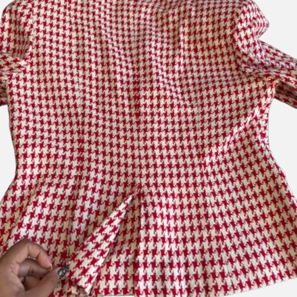 Vintage Christian Dior Houndstooth Christmas Dinner Gala Skirt Suit (Size 12) - Picture 5 of 16